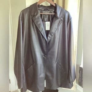 NWT Torrid Soft Faux LeatherBlazer Jacket~Deep Black~Lined~Plus 4X(26)